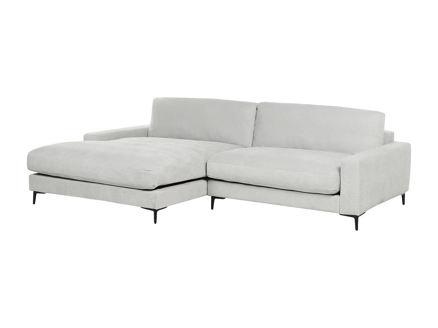 Canapé 3 Places d'Angle à gauche avec Taies Lavables et Chaise Longue en Tissu Chenille Gris Clair Maloy