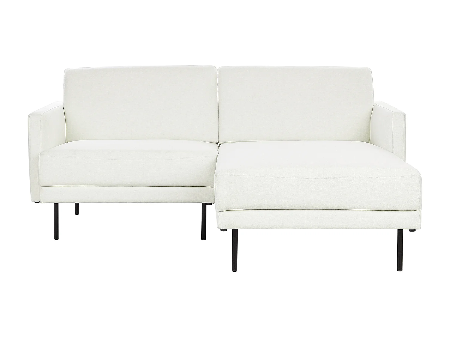 Canapé d'Angle Moderne Côté droite Canapé 2 Places avec Pieds en Métal en Tissu Blanc Cassé Dossier Rembourré Breda