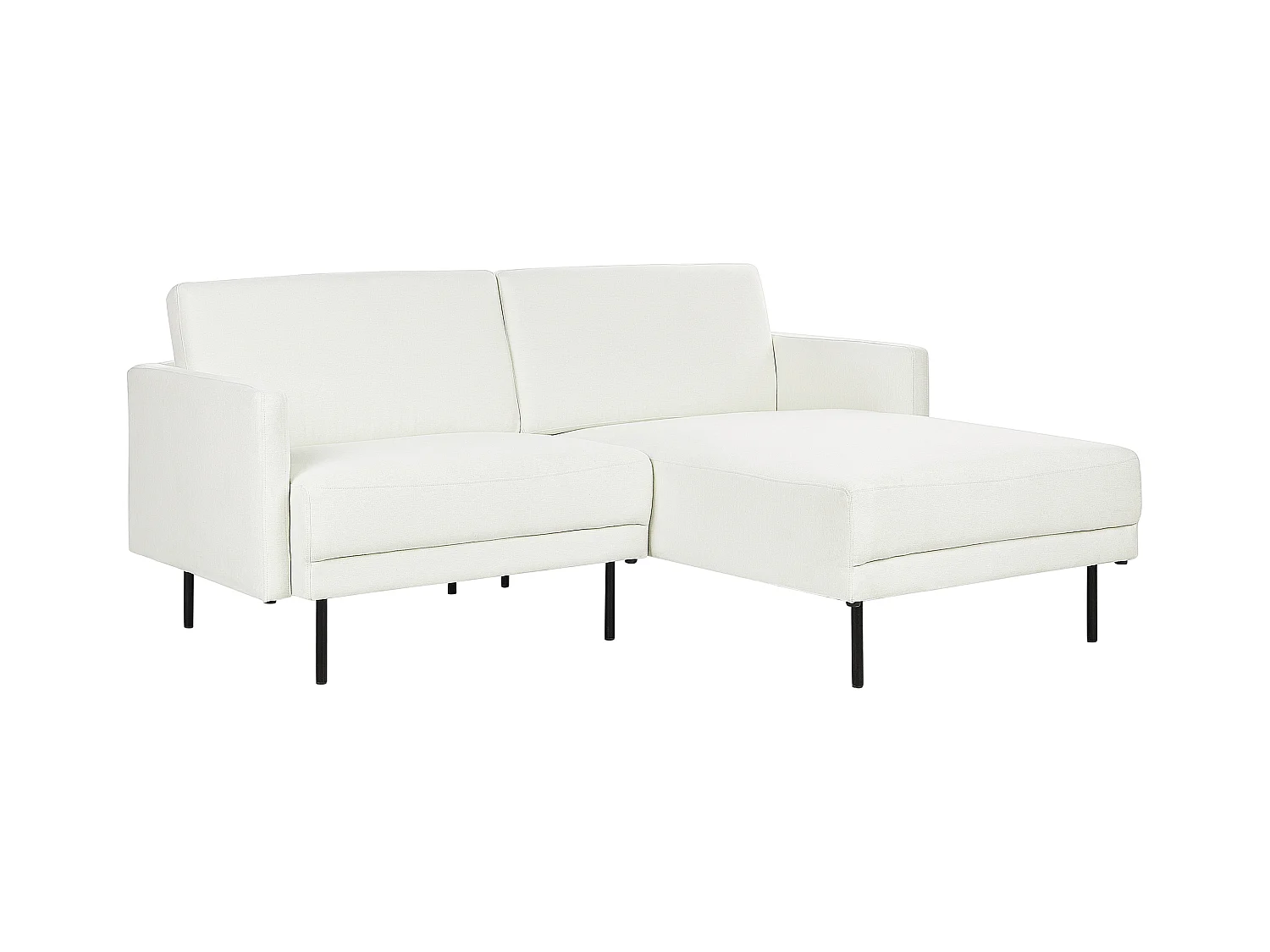 Canapé d'Angle Moderne Côté droite Canapé 2 Places avec Pieds en Métal en Tissu Blanc Cassé Dossier Rembourré Breda