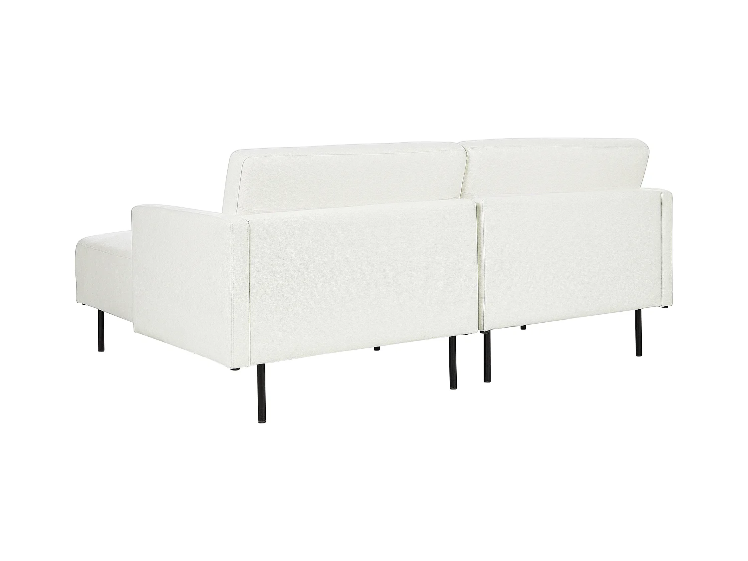 Canapé d'Angle Moderne Côté droite Canapé 2 Places avec Pieds en Métal en Tissu Blanc Cassé Dossier Rembourré Breda