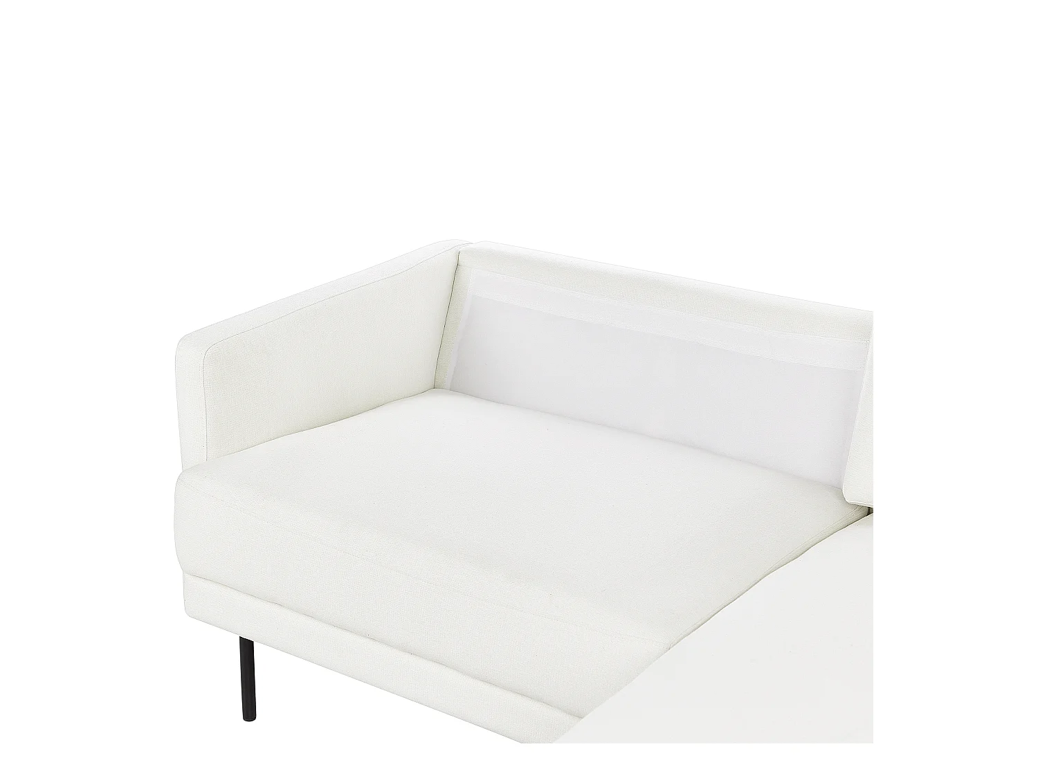 Canapé d'Angle Moderne Côté droite Canapé 2 Places avec Pieds en Métal en Tissu Blanc Cassé Dossier Rembourré Breda