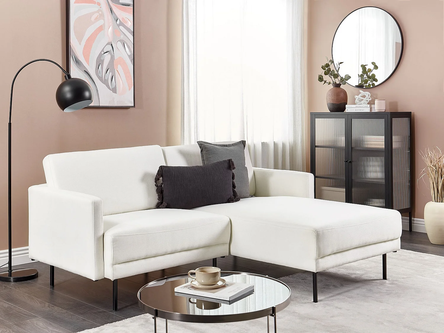 Hoekbank 2-zits stof wit linkszijdig BREDA