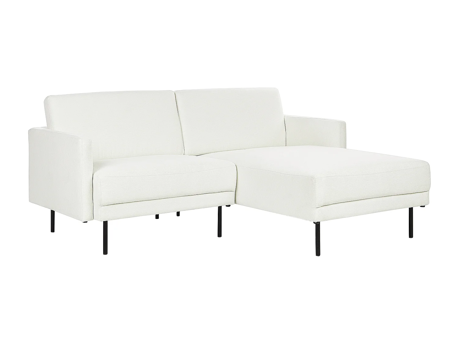 Canapé d'Angle Moderne Côté droite Canapé 2 Places avec Pieds en Métal en Tissu Blanc Cassé Dossier Rembourré Breda