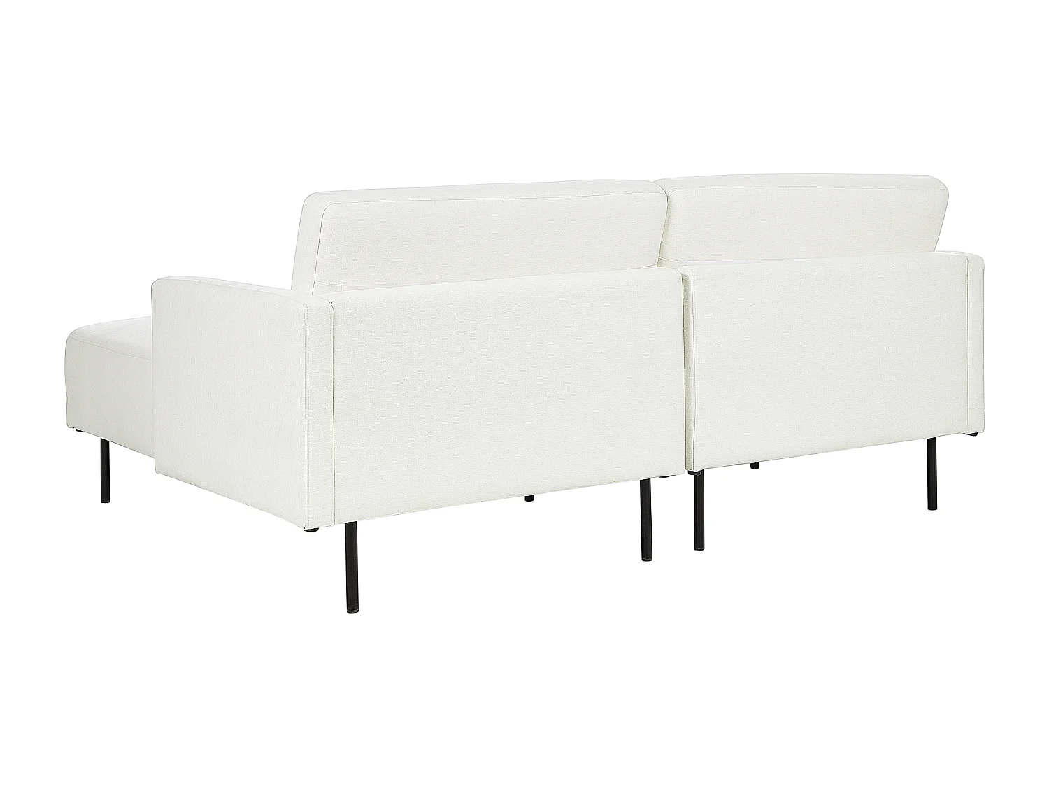 Canapé d'Angle Moderne Côté droite Canapé 2 Places avec Pieds en Métal en Tissu Blanc Cassé Dossier Rembourré Breda