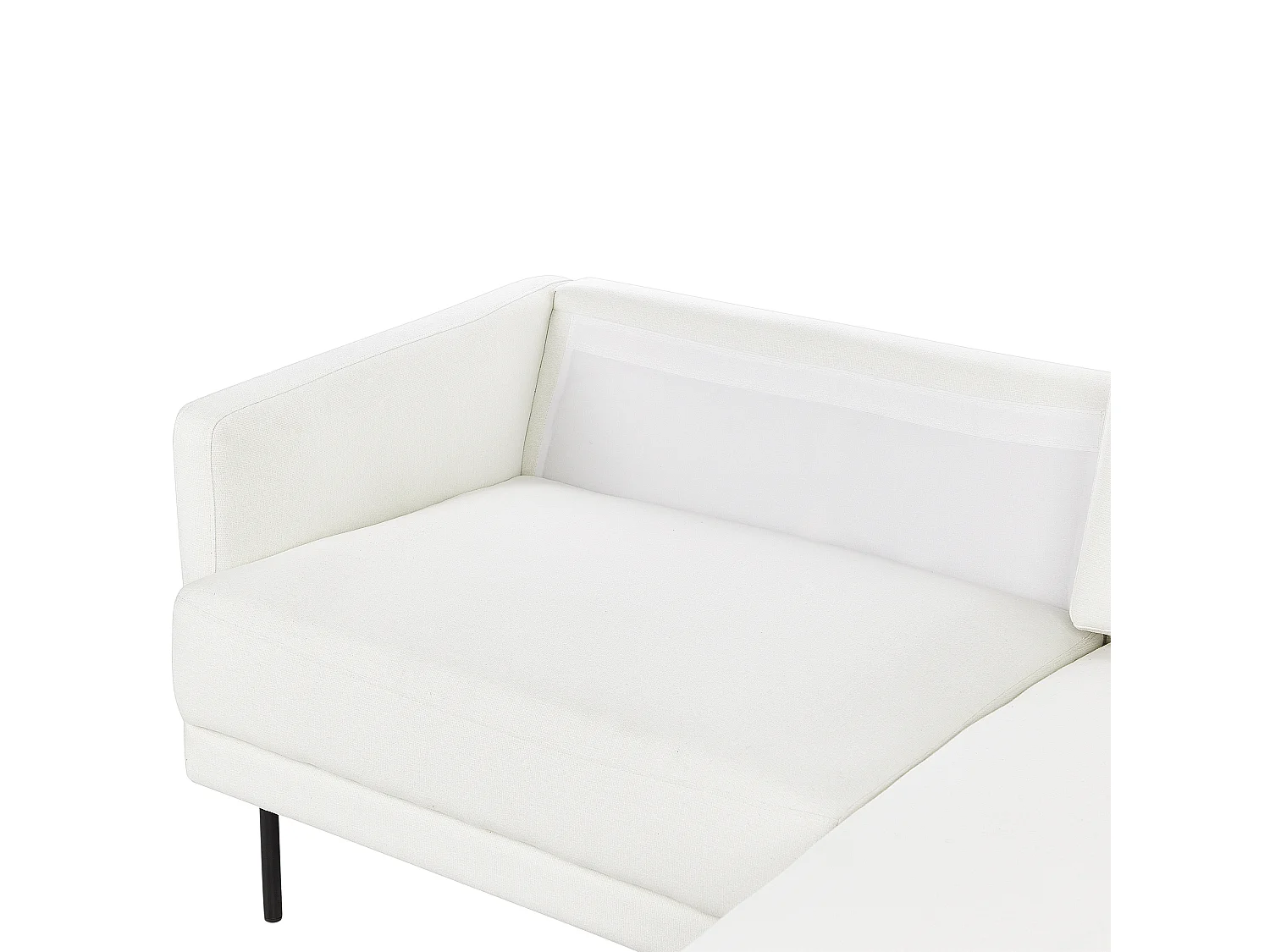 Canapé d'Angle Moderne Côté droite Canapé 2 Places avec Pieds en Métal en Tissu Blanc Cassé Dossier Rembourré Breda