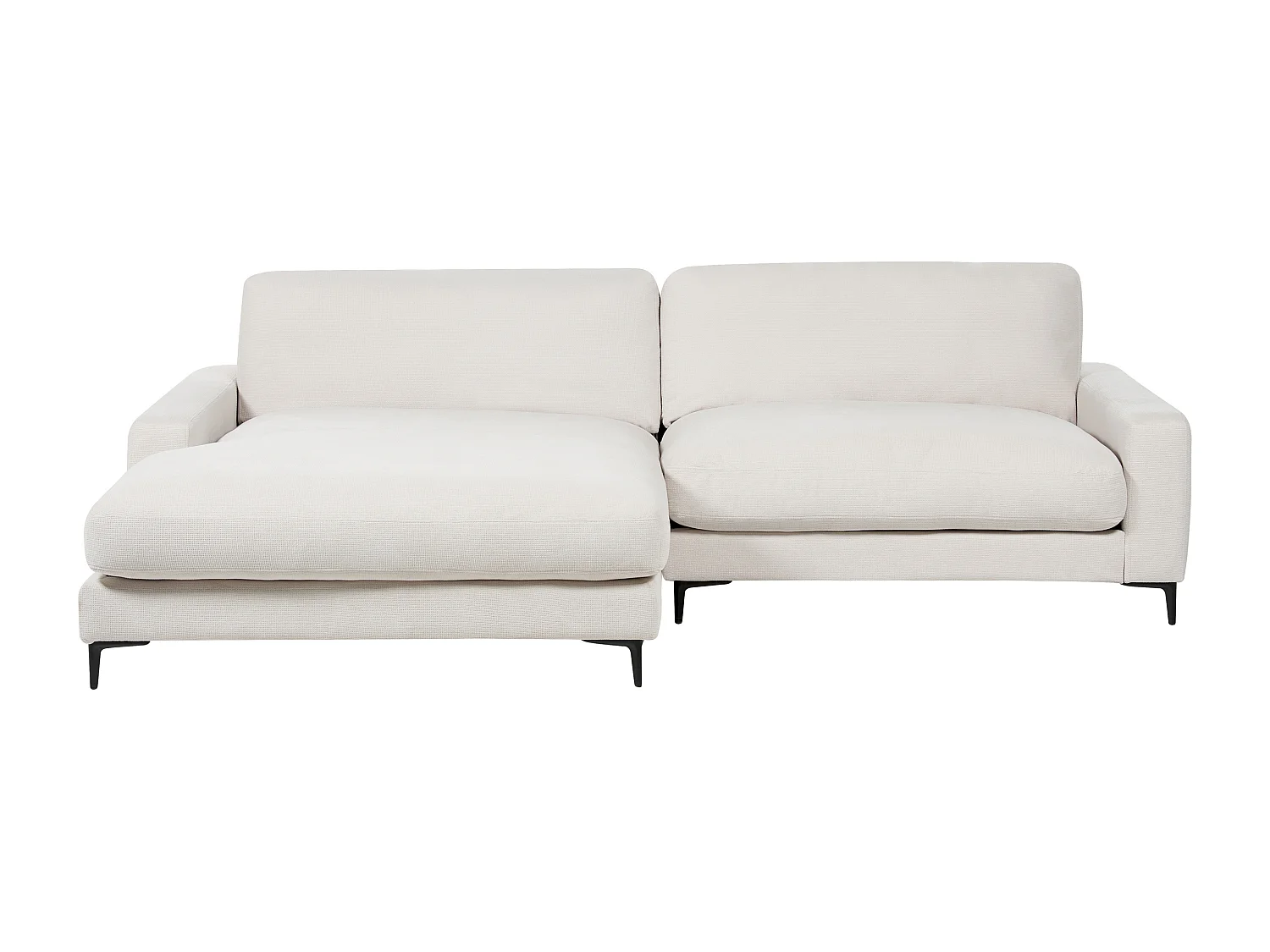 Canapé d'angle MALOY Tissu chenille Blanc cassé 3 places Côté droit
