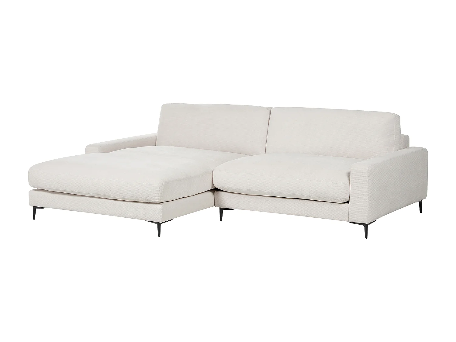 Canapé d'angle MALOY Tissu chenille Blanc cassé 3 places Côté droit