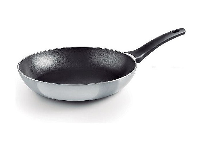 Zanetti, Gesmede pan met hoge dikte van de aarde, pan met antiaanbaklaag van aluminium, geschikt voor alle warmtebronnen, inclusief inductie, soft-touch handgreep in houtlook, diameter 22 cm