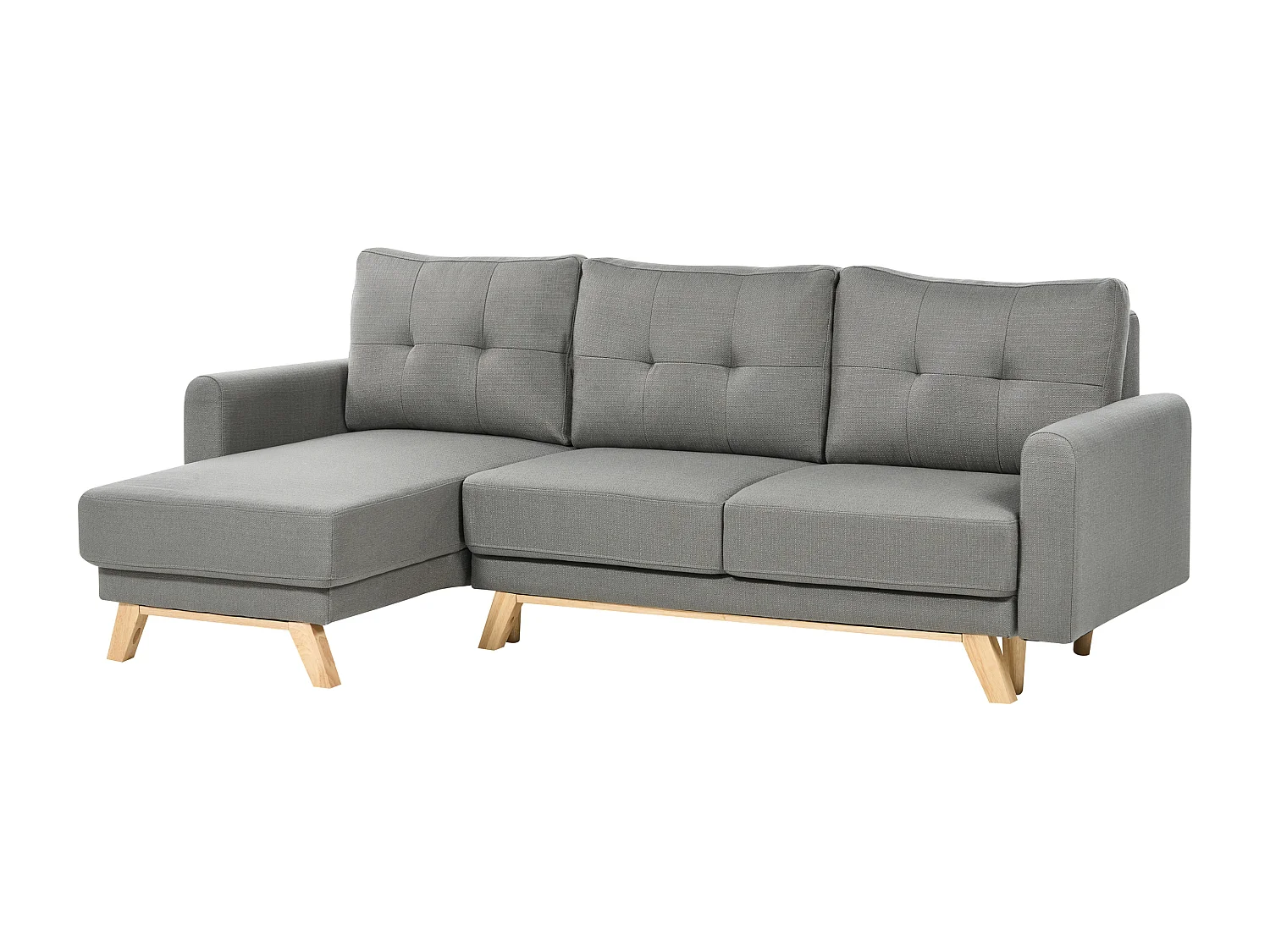 Hoekslaapbank SIRO Stof Grijs met opbergruimte 3-zitter Rechterzijde