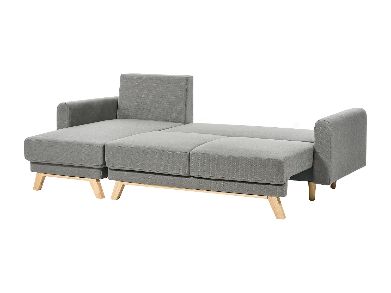 Hoekslaapbank SIRO Stof Grijs met opbergruimte 3-zitter Rechterzijde