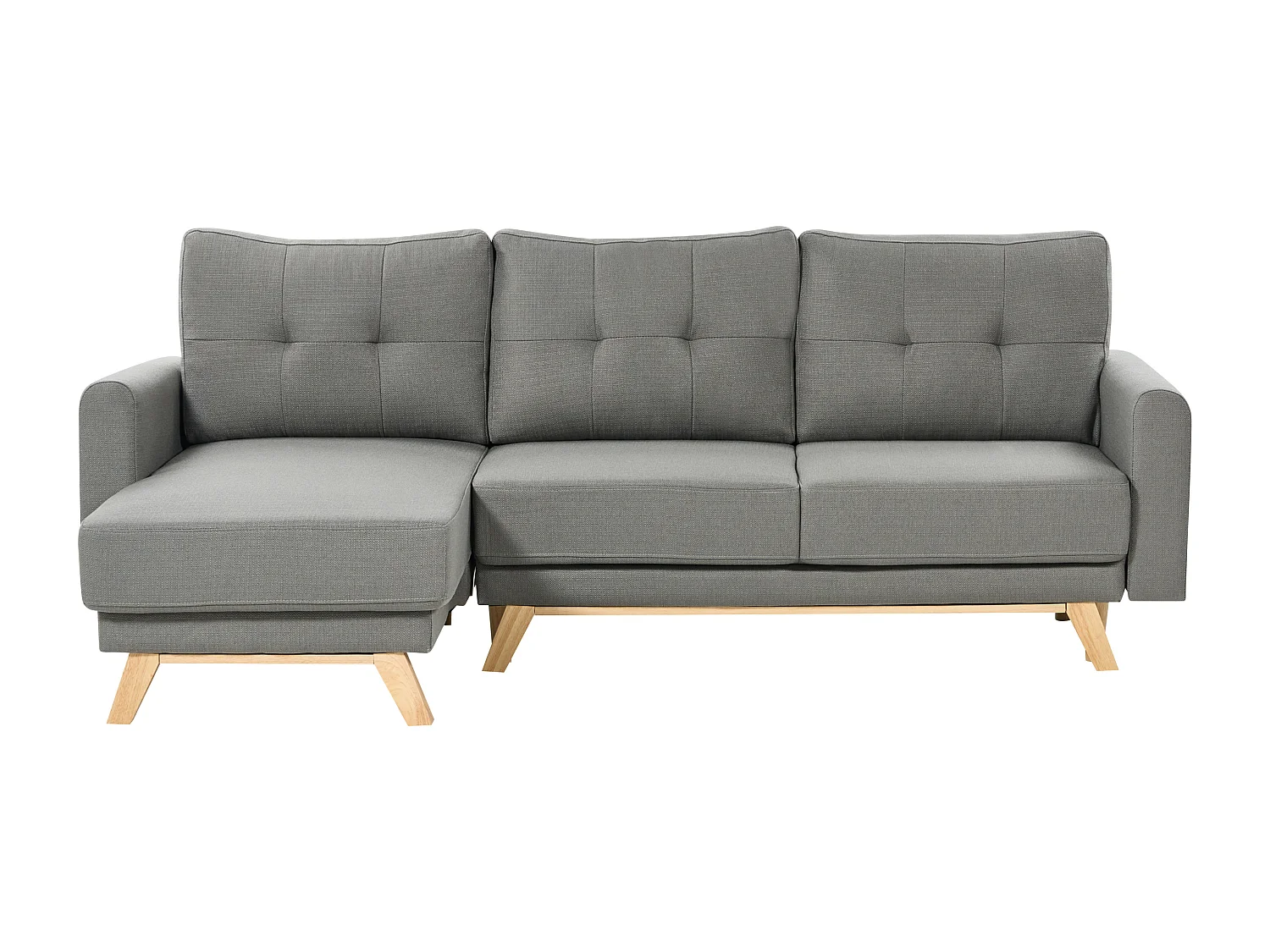 Hoekslaapbank SIRO Stof Grijs met opbergruimte 3-zitter Rechterzijde