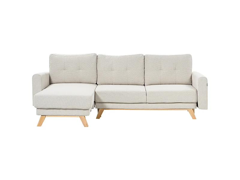 Eckschlafsofa SIRO Stoff Hellbeige mit Stauraum 3-Sitzer rechtsseitig