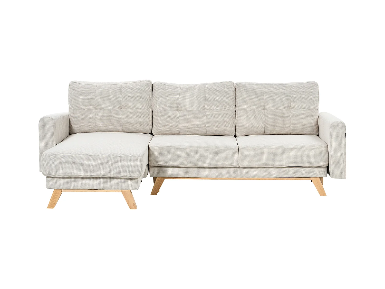 Canapé d'Angle à gauche 3 Places Convertible Dossier Rembourré en Tissu Polyester Beige Siro