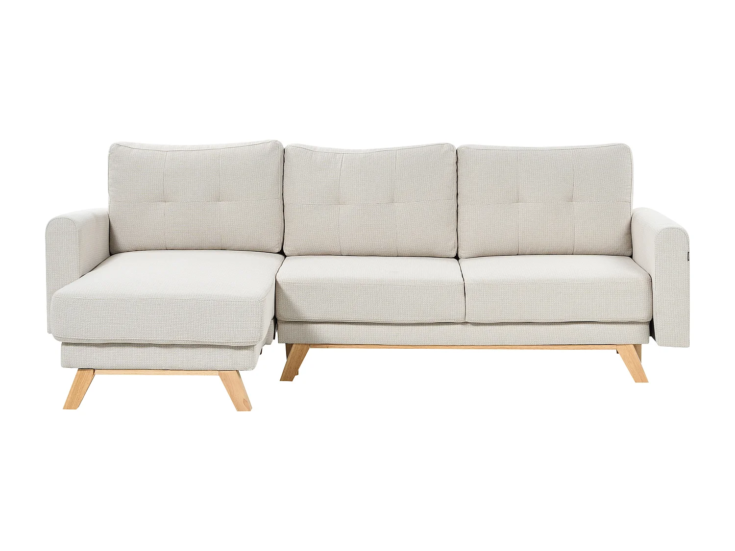 Canapé d'Angle à gauche 3 Places Convertible Dossier Rembourré en Tissu Polyester Beige Siro