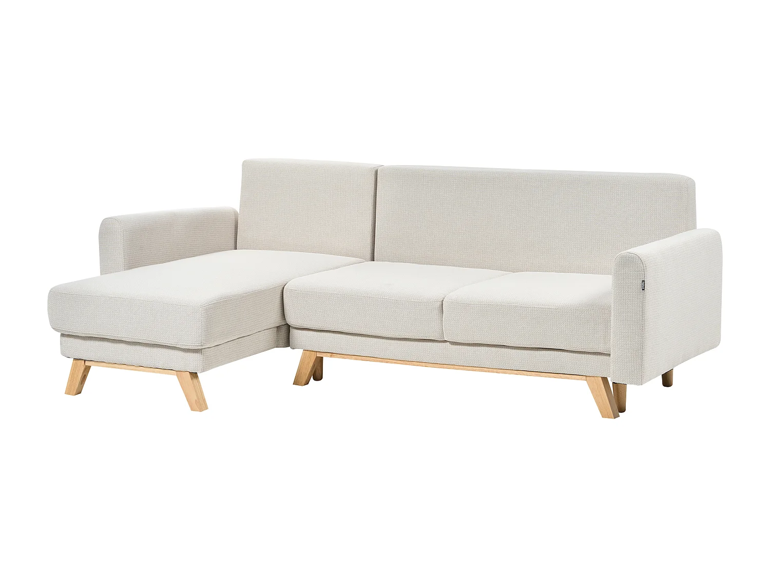 Canapé d'Angle à gauche 3 Places Convertible Dossier Rembourré en Tissu Polyester Beige Siro