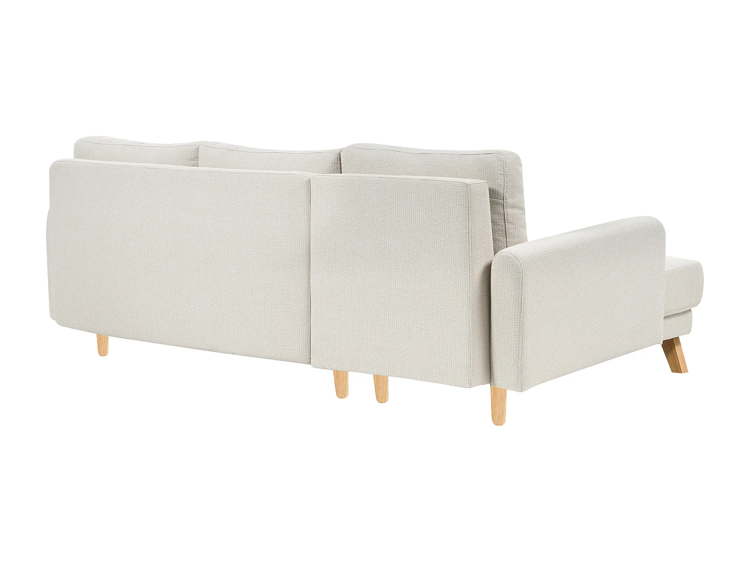 Canapé d'Angle à Droite 3 Places Convertible Dossier Rembourré en Tissu Polyester Beige Siro