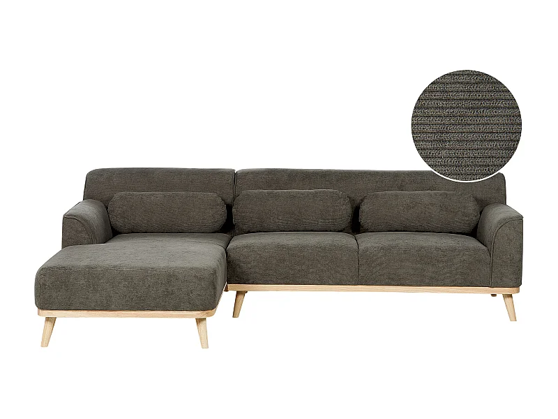 Divano angolare SIMOS Velluto a coste Verde scuro 3 posti Lato destro