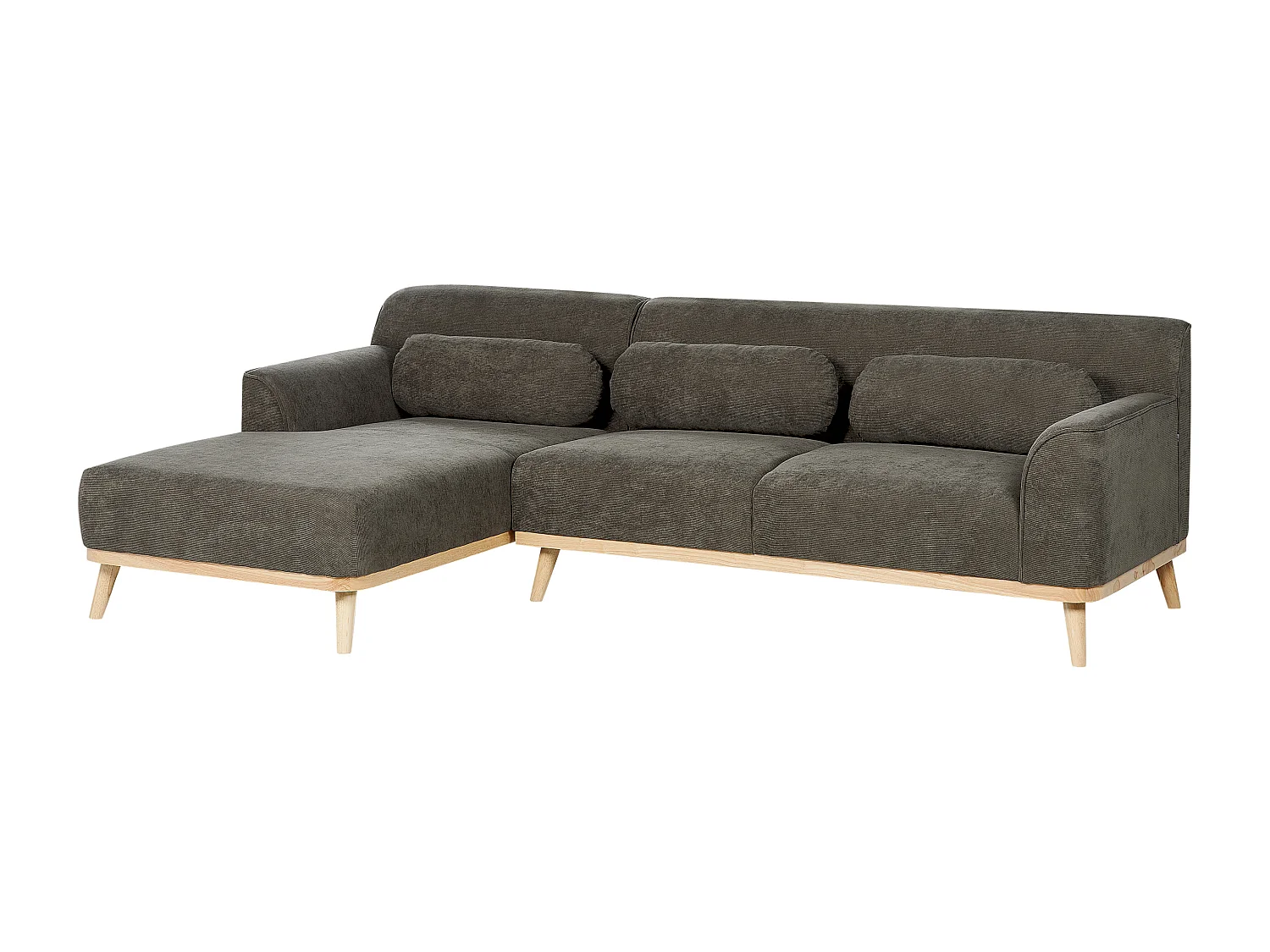 Ecksofa SIMOS Cord Dunkelgrün 3-Sitzer rechtsseitig