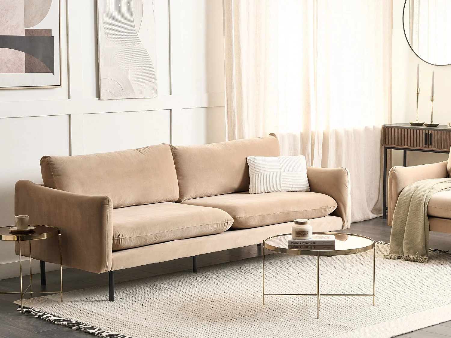 Sofá VINTERBRO Terciopelo Beige 3 plazas