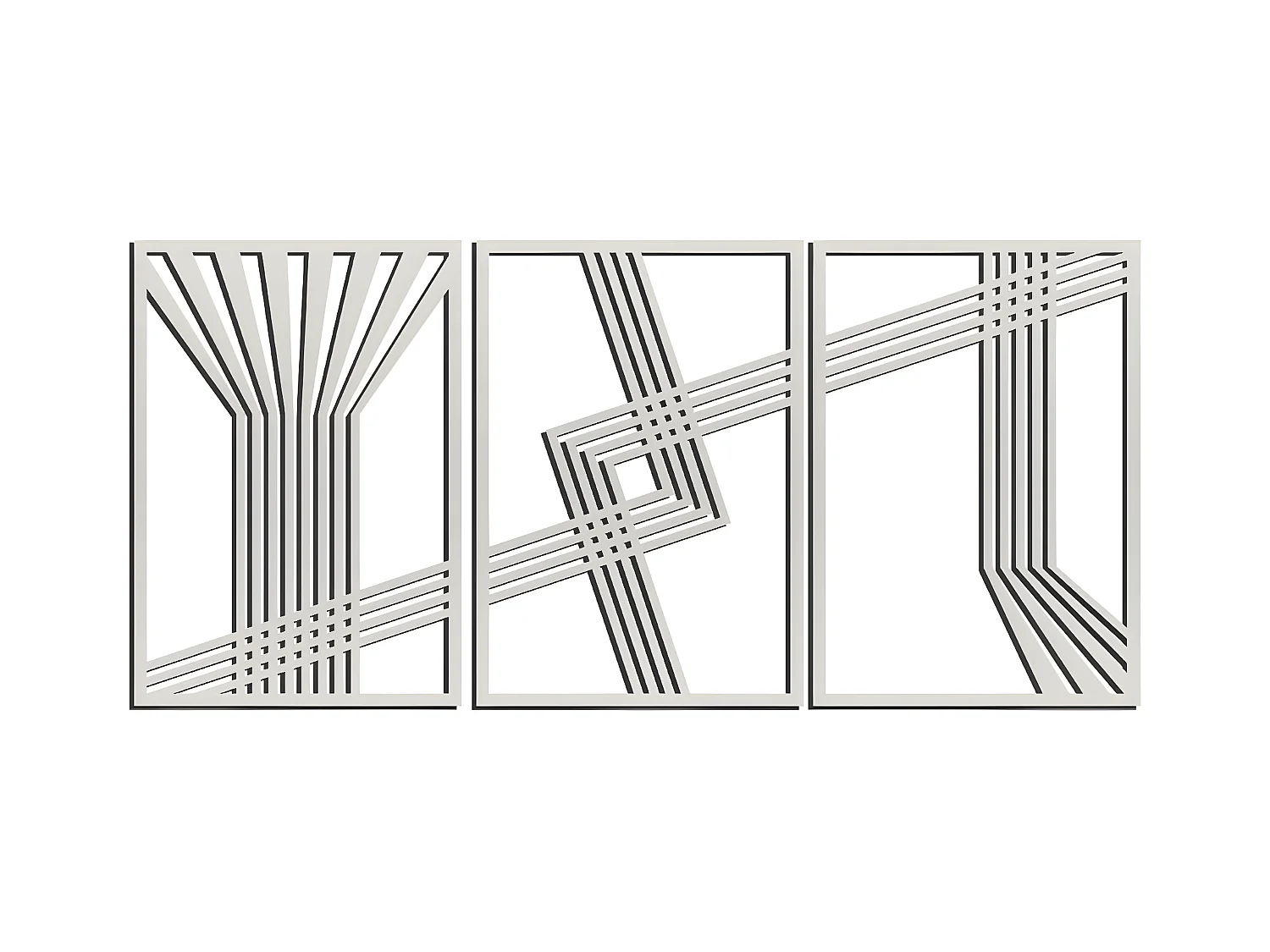 Metalen Decoratie Lijnen 11 - Zilver - 150x3x71 cm - EPIKASA