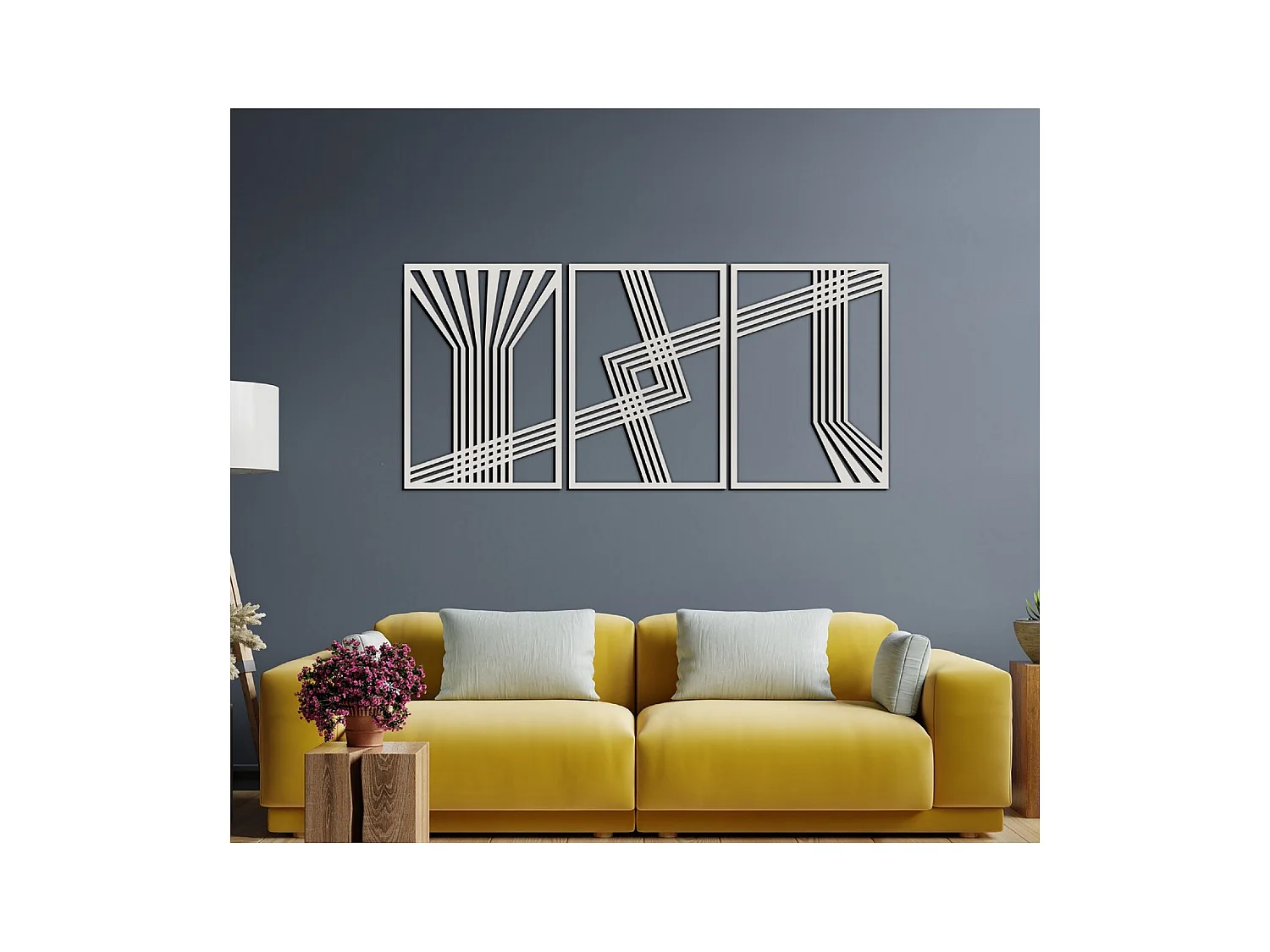 Décoration en Métal Lignes 11, Argent, 150x3x71 cm, EPIKASA