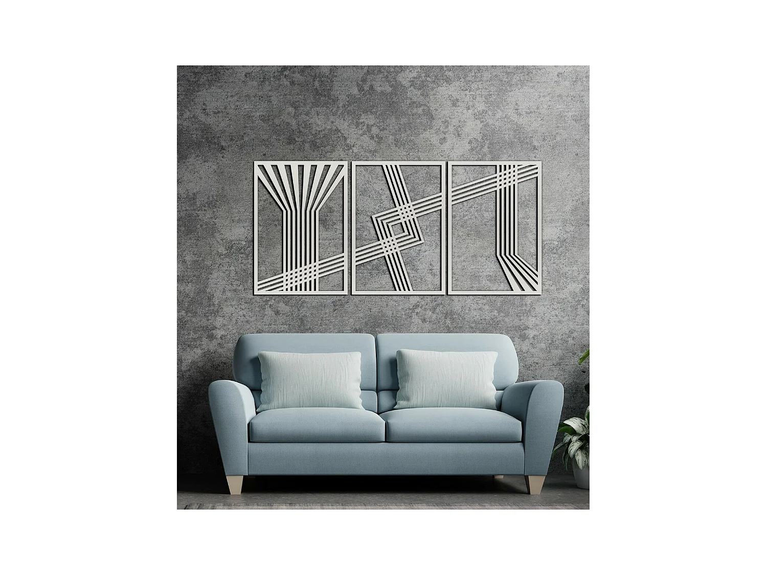 Décoration en Métal Lignes 11, Argent, 150x3x71 cm, EPIKASA