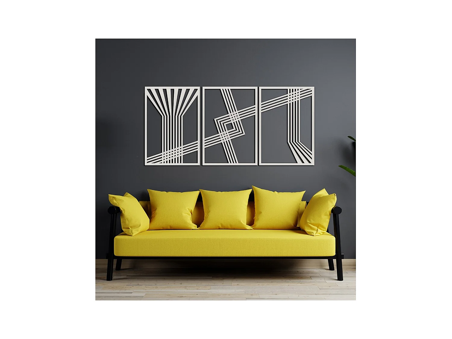 Décoration en Métal Lignes 11, Argent, 150x3x71 cm, EPIKASA