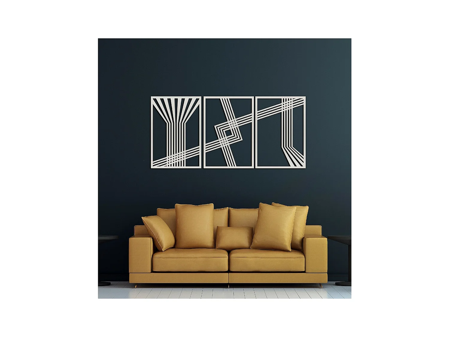Décoration en Métal Lignes 11, Argent, 150x3x71 cm, EPIKASA