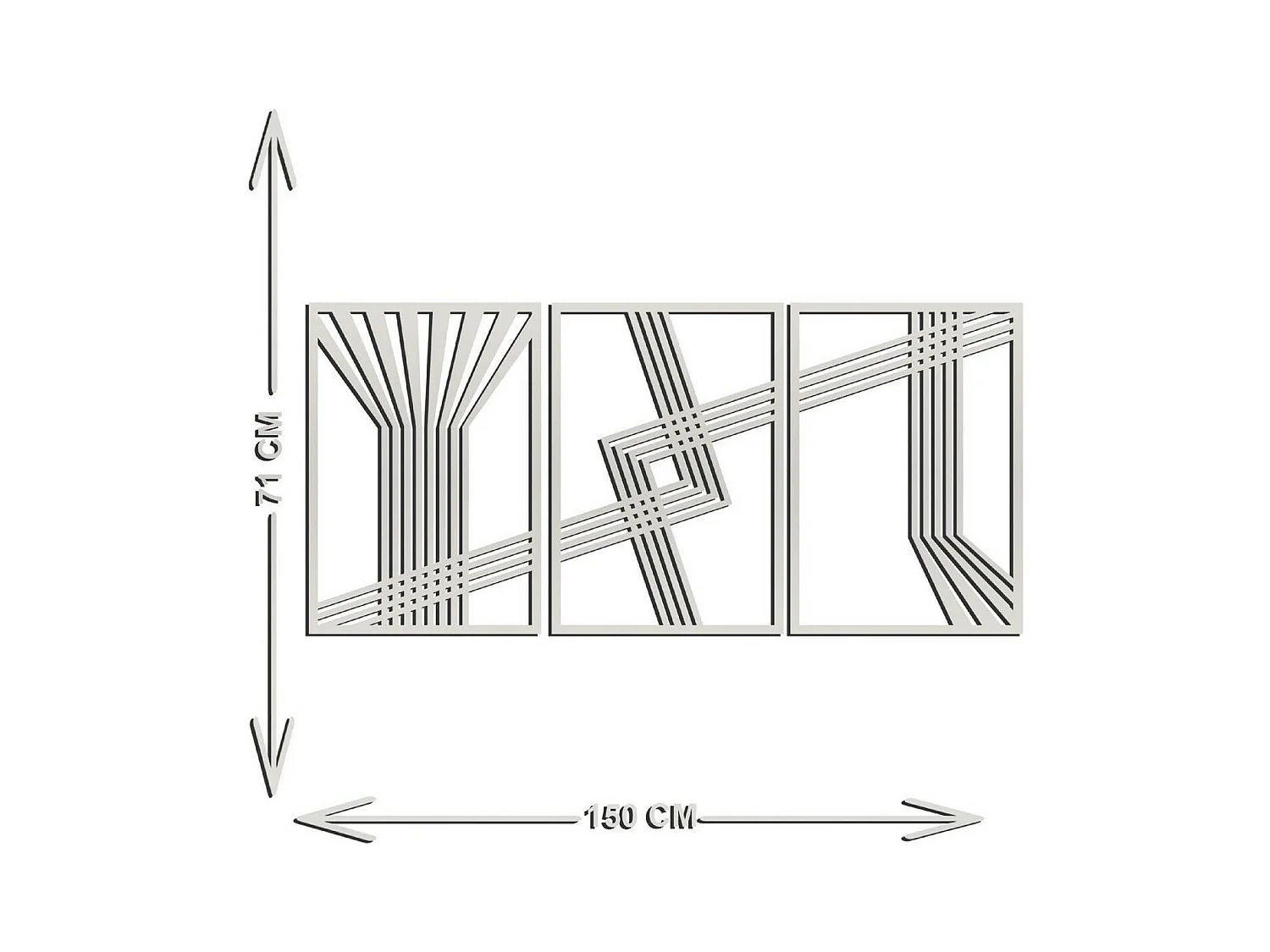 Décoration en Métal Lignes 11, Argent, 150x3x71 cm, EPIKASA