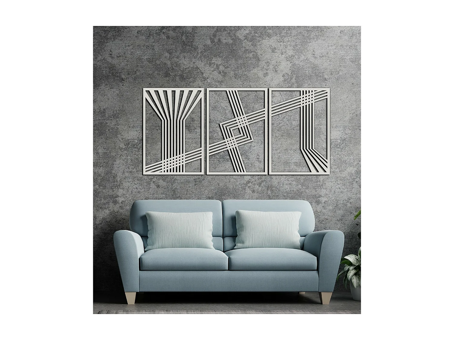 Metalen Decoratie Lijnen 11 - Zilver - 150x3x71 cm - EPIKASA