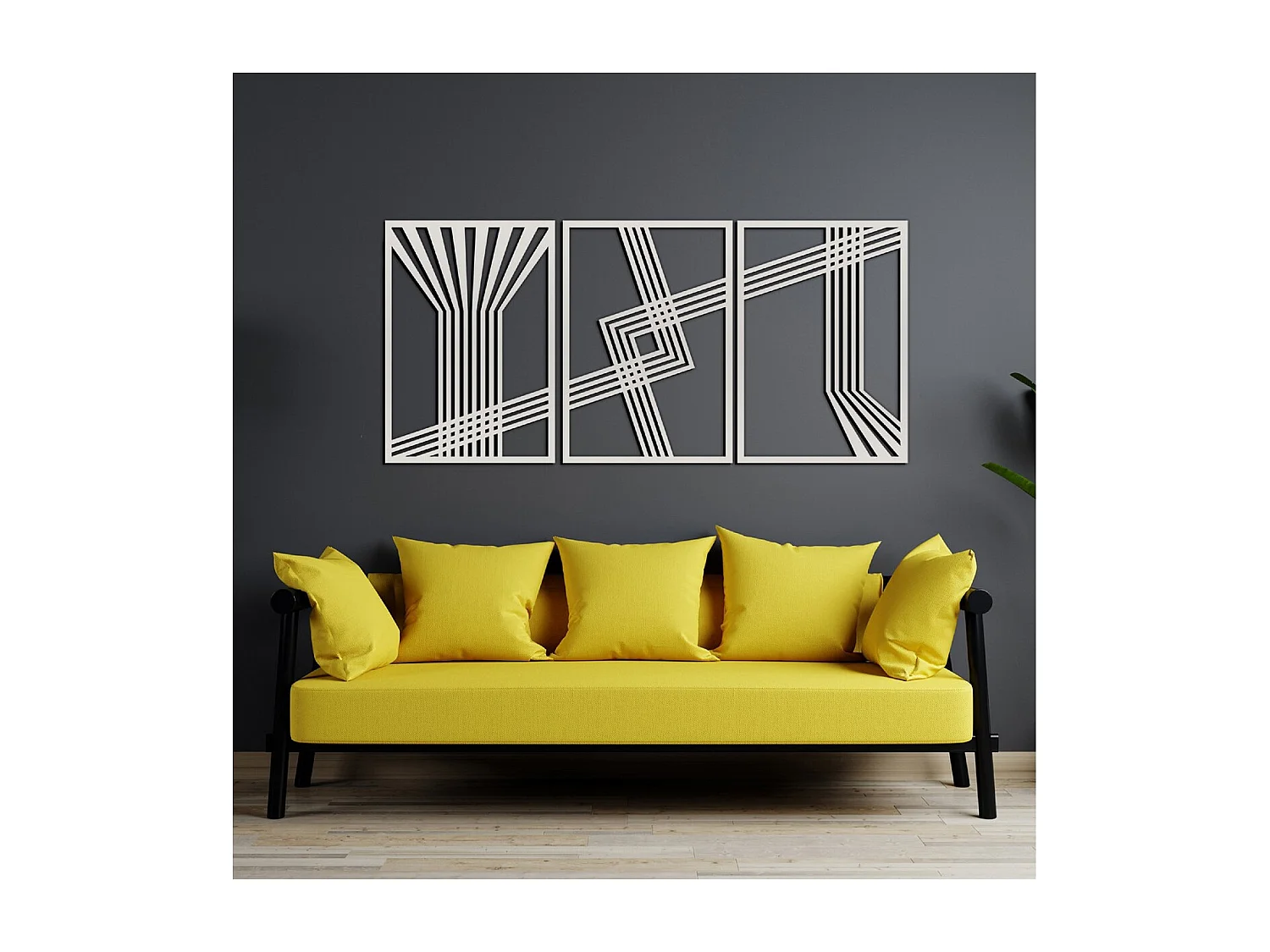 Metalen Decoratie Lijnen 11 - Zilver - 150x3x71 cm - EPIKASA