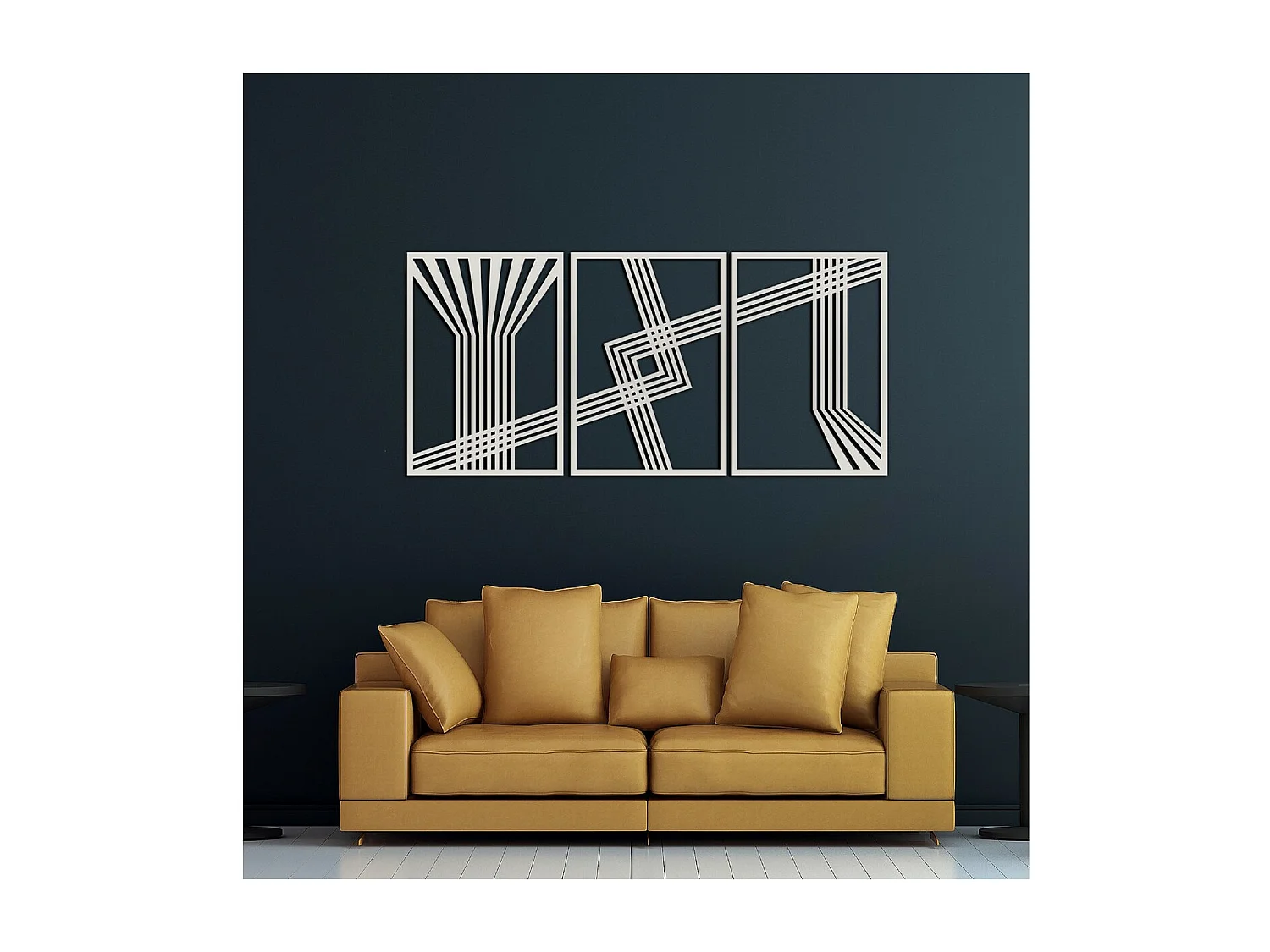 Metalen Decoratie Lijnen 11 - Zilver - 150x3x71 cm - EPIKASA