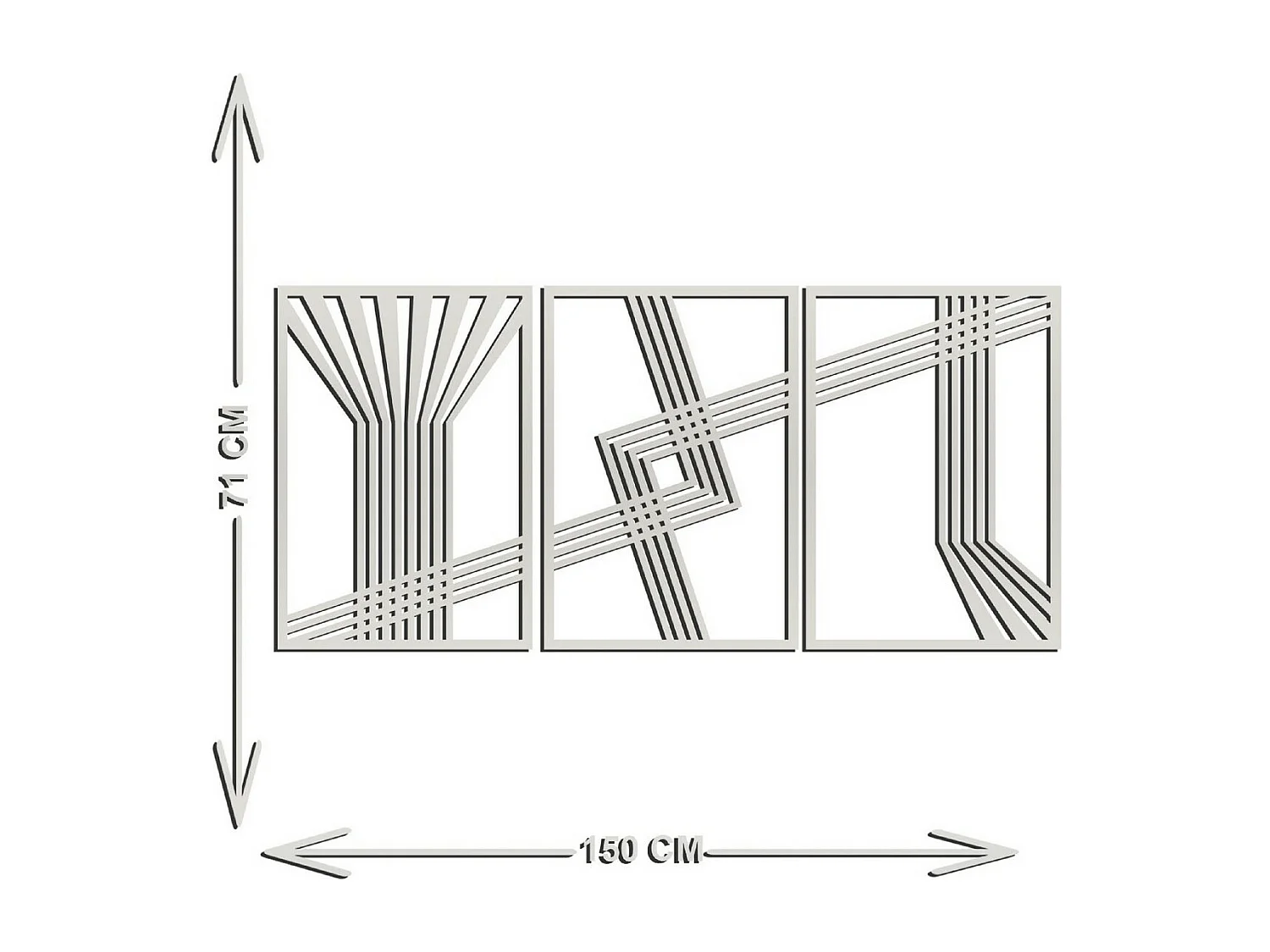 Metalen Decoratie Lijnen 11 - Zilver - 150x3x71 cm - EPIKASA