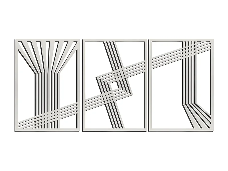 Decoração em Metal Linhas 11, Prata, 150x3x71 cm, EPIKASA