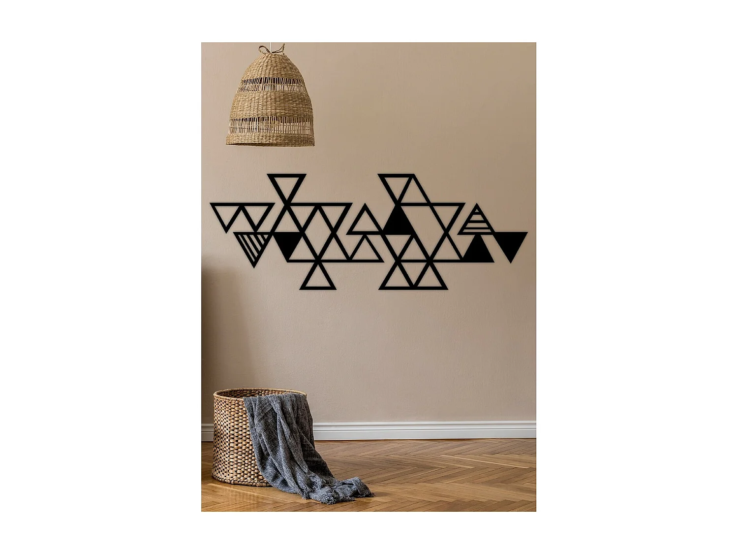 Dekoracja Metalowa Trójkąty 1, Czarny, 101x3x37 cm, EPIKASA