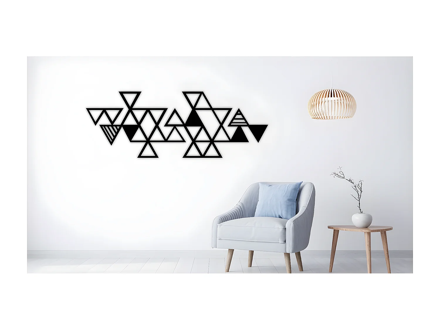 Dekoracja Metalowa Trójkąty 1, Czarny, 101x3x37 cm, EPIKASA