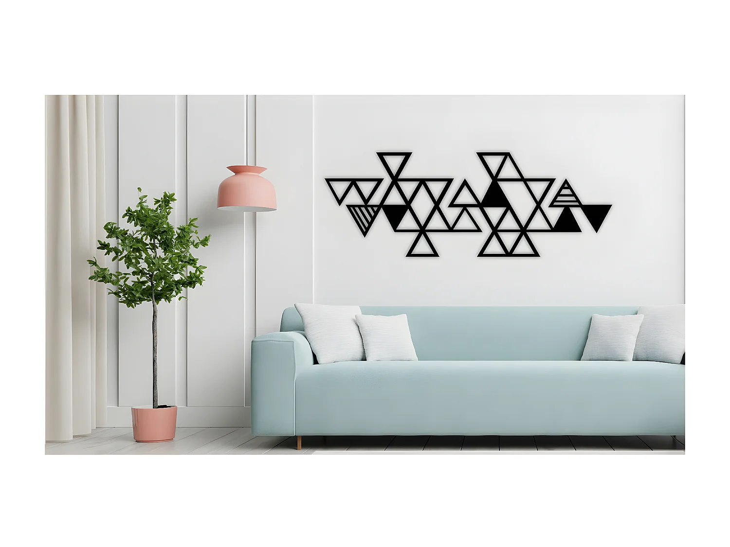 Dekoracja Metalowa Trójkąty 1, Czarny, 101x3x37 cm, EPIKASA