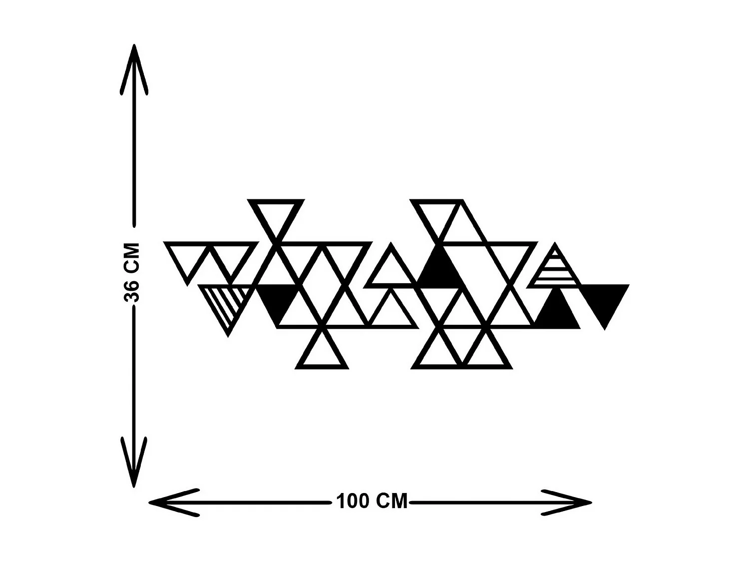 Dekoracja Metalowa Trójkąty 1, Czarny, 101x3x37 cm, EPIKASA