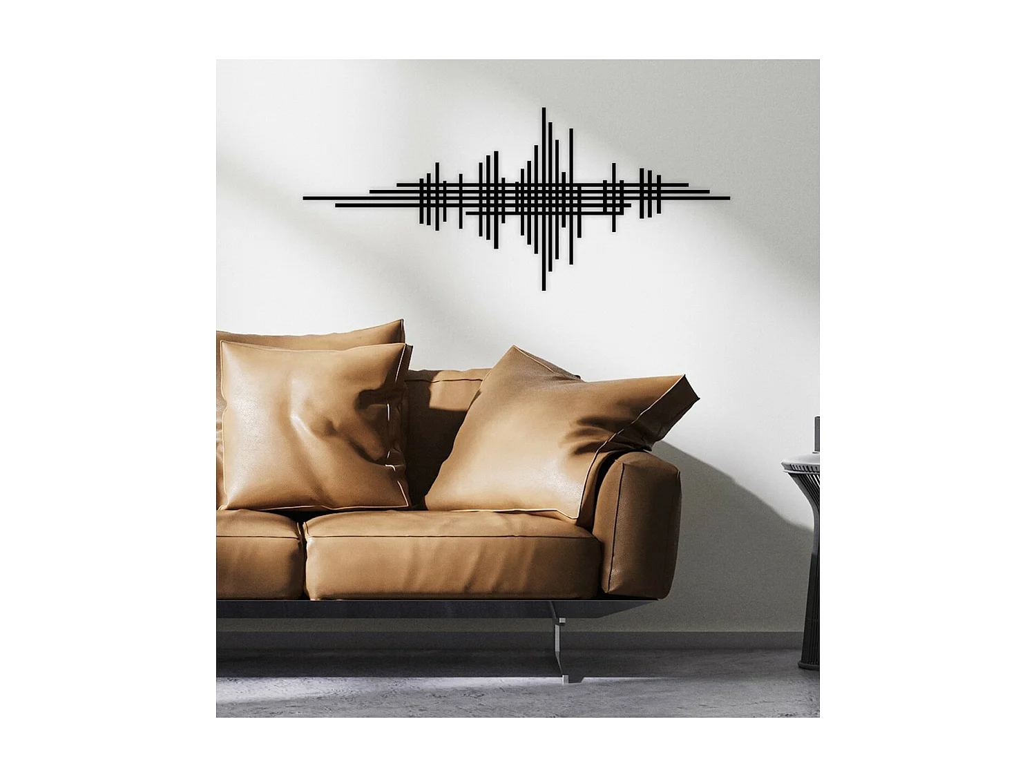 Dekoracja Metalowa Linie 12, Czarny, 101x3x43 cm, EPIKASA