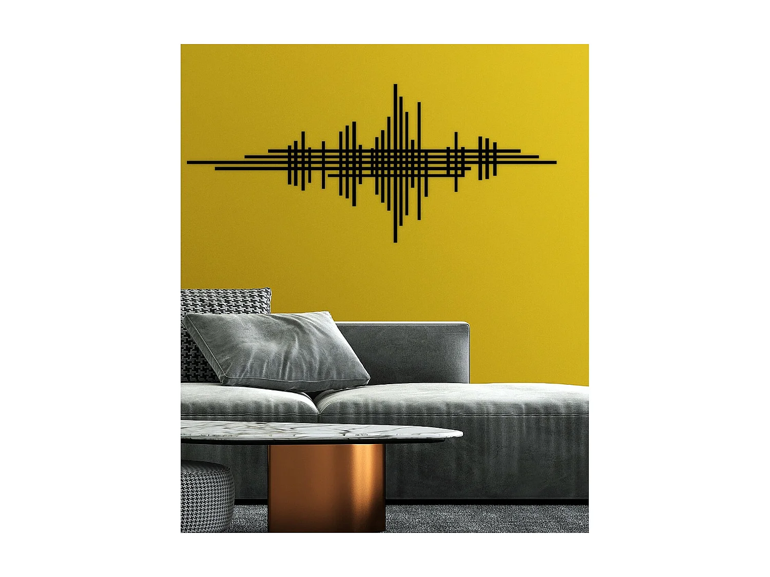 Dekoracja Metalowa Linie 12, Czarny, 101x3x43 cm, EPIKASA