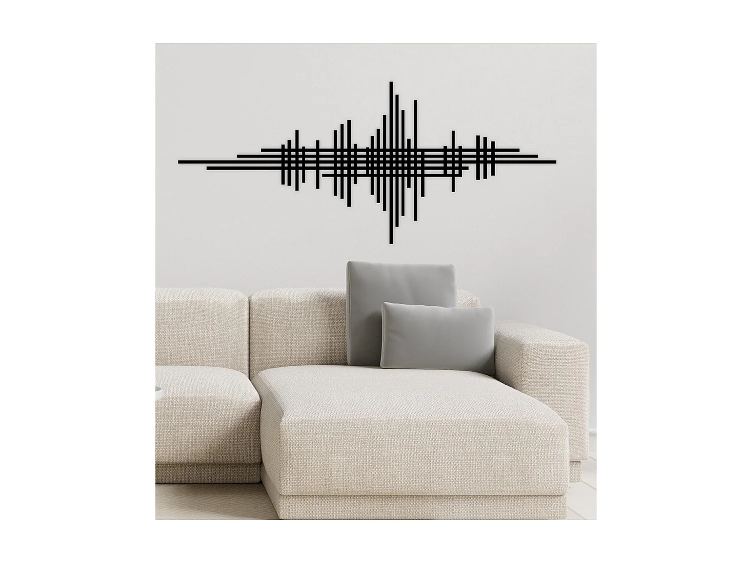 Dekoracja Metalowa Linie 12, Czarny, 101x3x43 cm, EPIKASA