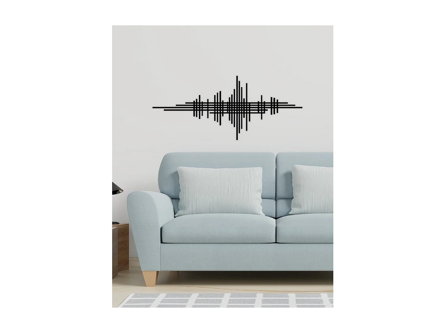 Dekoracja Metalowa Linie 12, Czarny, 101x3x43 cm, EPIKASA