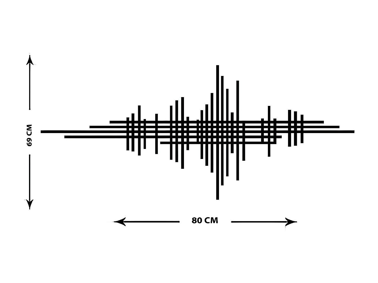 Dekoracja Metalowa Linie 12, Czarny, 101x3x43 cm, EPIKASA