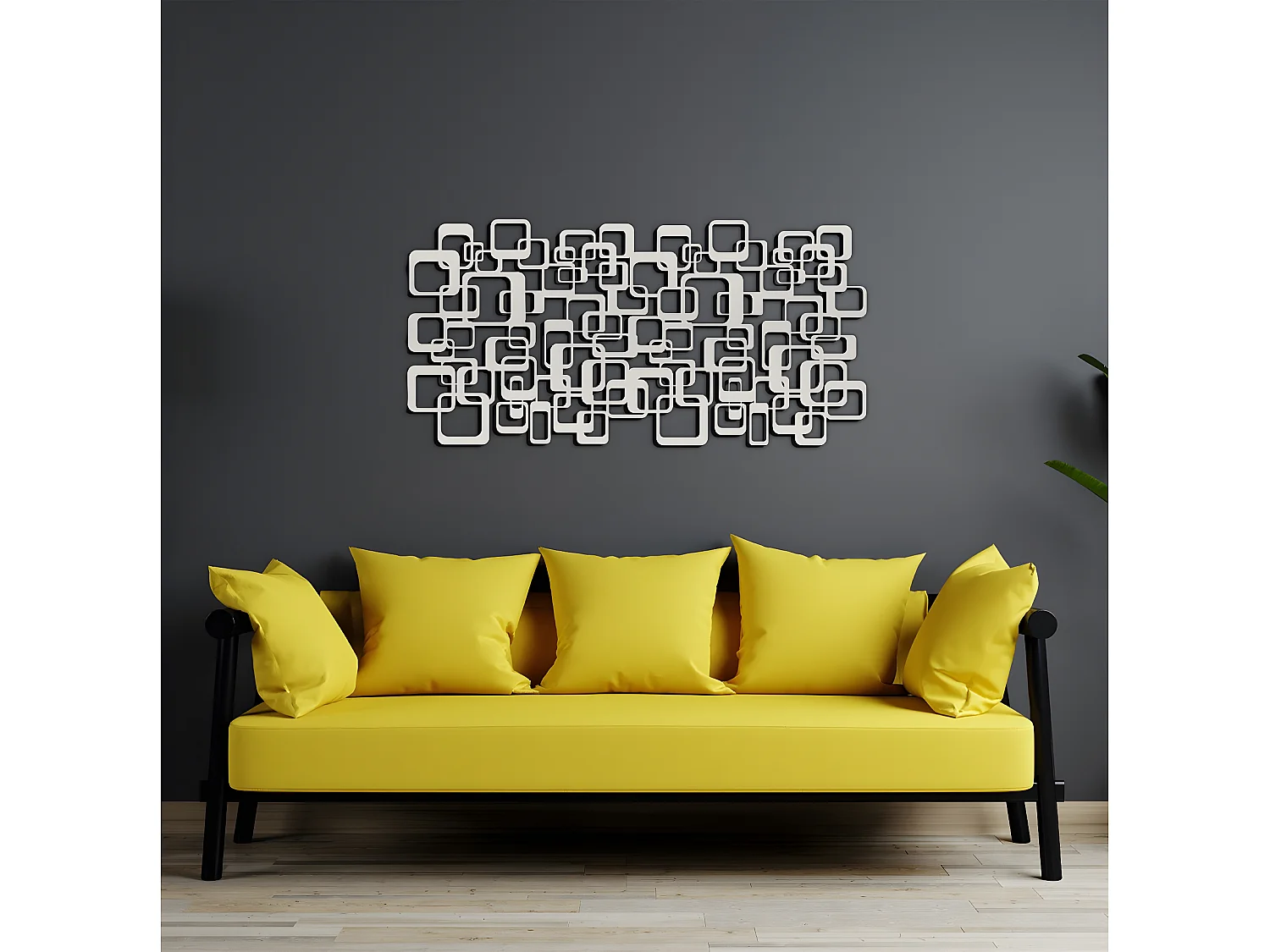 Décoration en Métal Carrés 1, Argent, 101x3x50 cm, EPIKASA