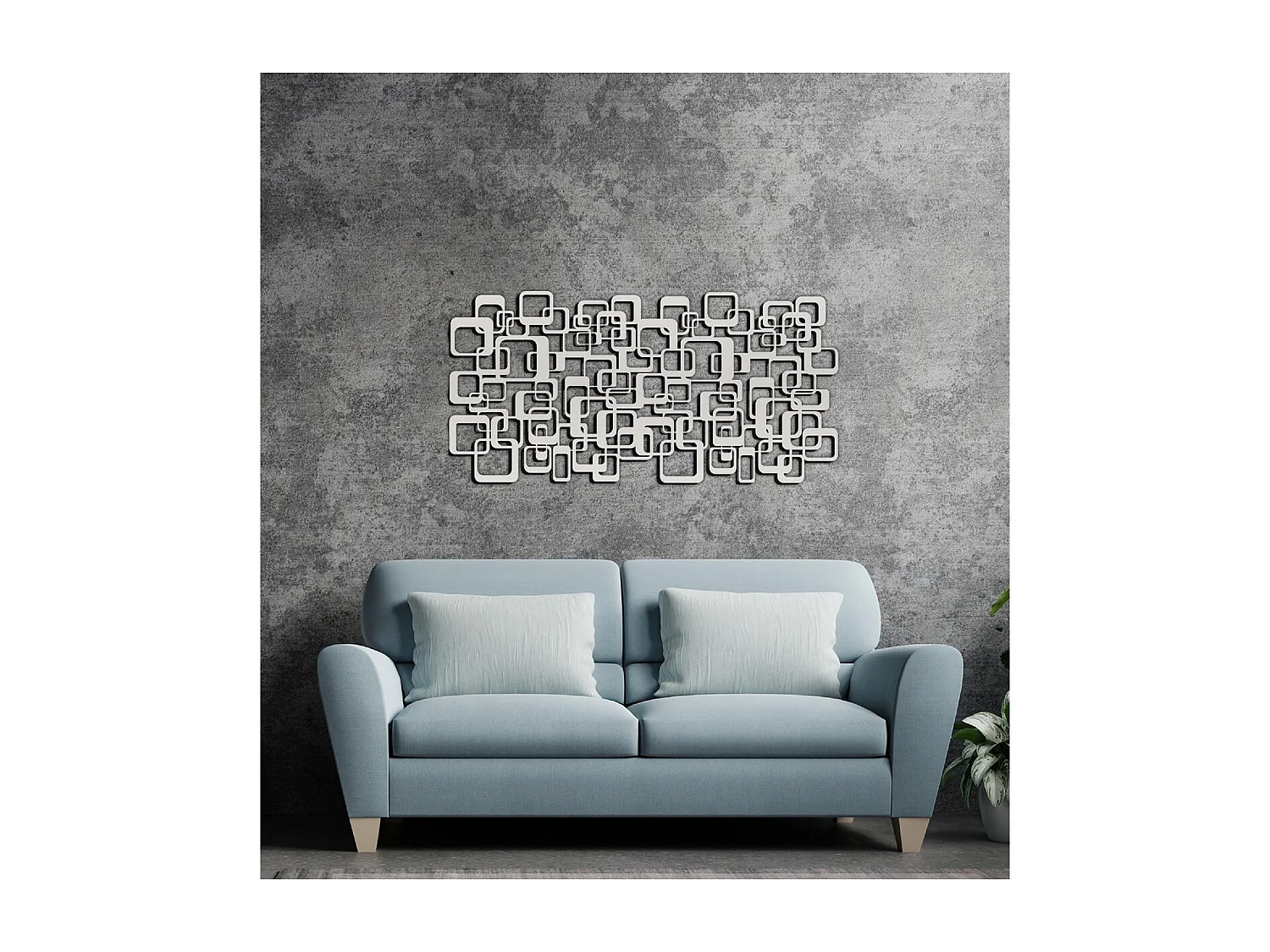 Décoration en Métal Carrés 1, Argent, 101x3x50 cm, EPIKASA