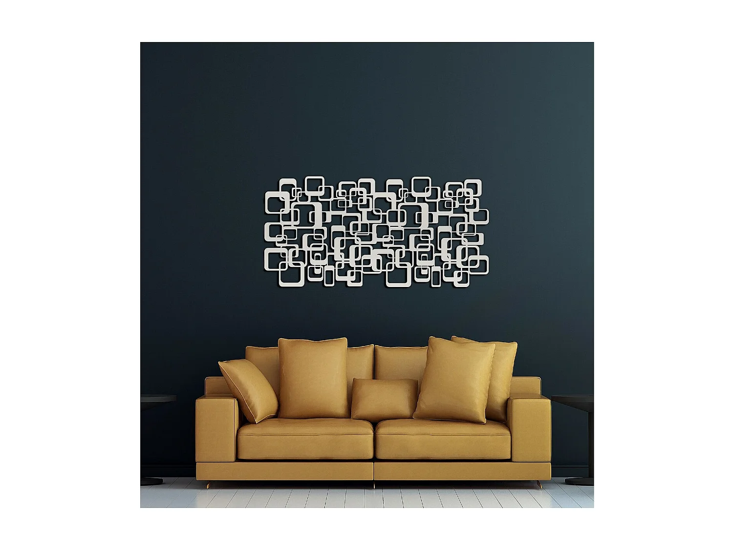 Décoration en Métal Carrés 1, Argent, 101x3x50 cm, EPIKASA