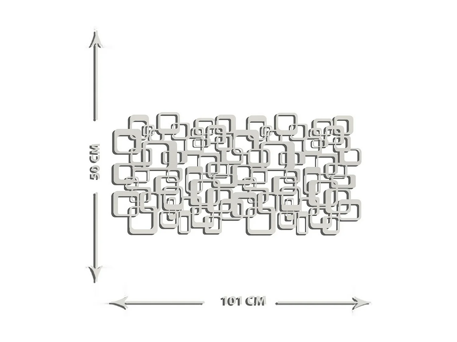 Décoration en Métal Carrés 1, Argent, 101x3x50 cm, EPIKASA