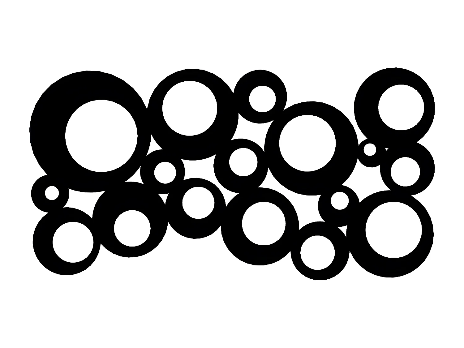 Décoration en Métal Cercles 1, Noir, 77x3x40 cm, EPIKASA