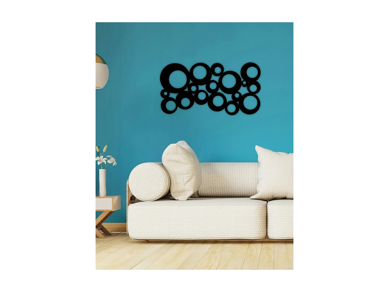 Décoration en Métal Cercles 1, Noir, 77x3x40 cm, EPIKASA