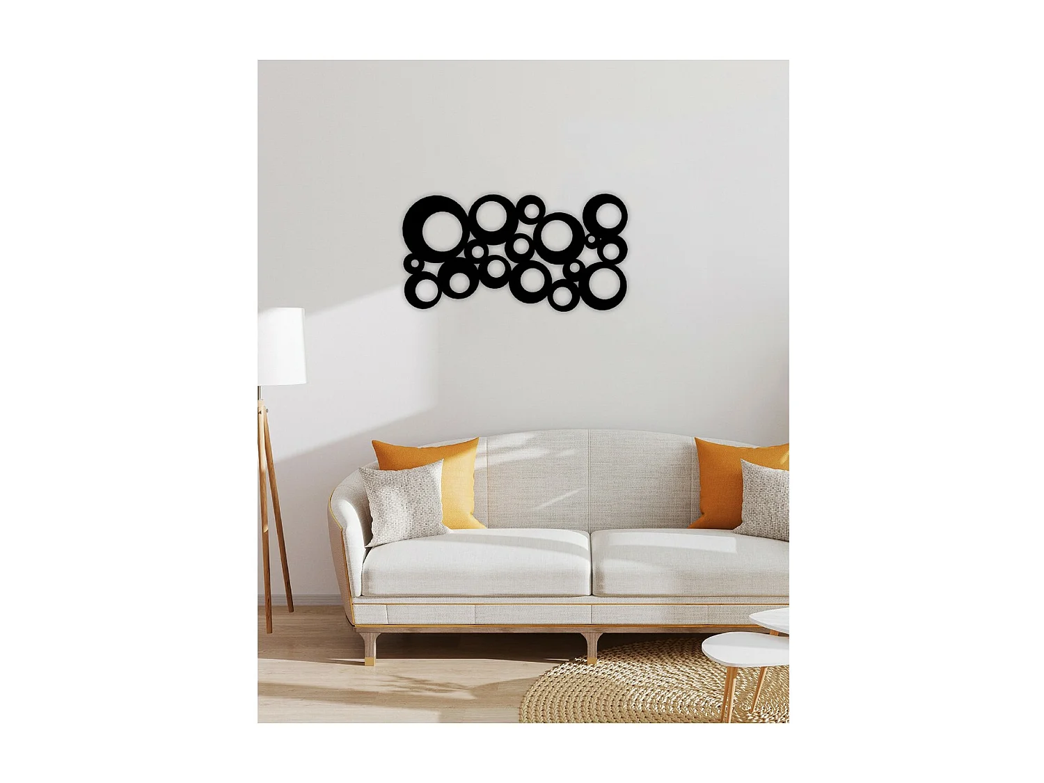 Décoration en Métal Cercles 1, Noir, 77x3x40 cm, EPIKASA